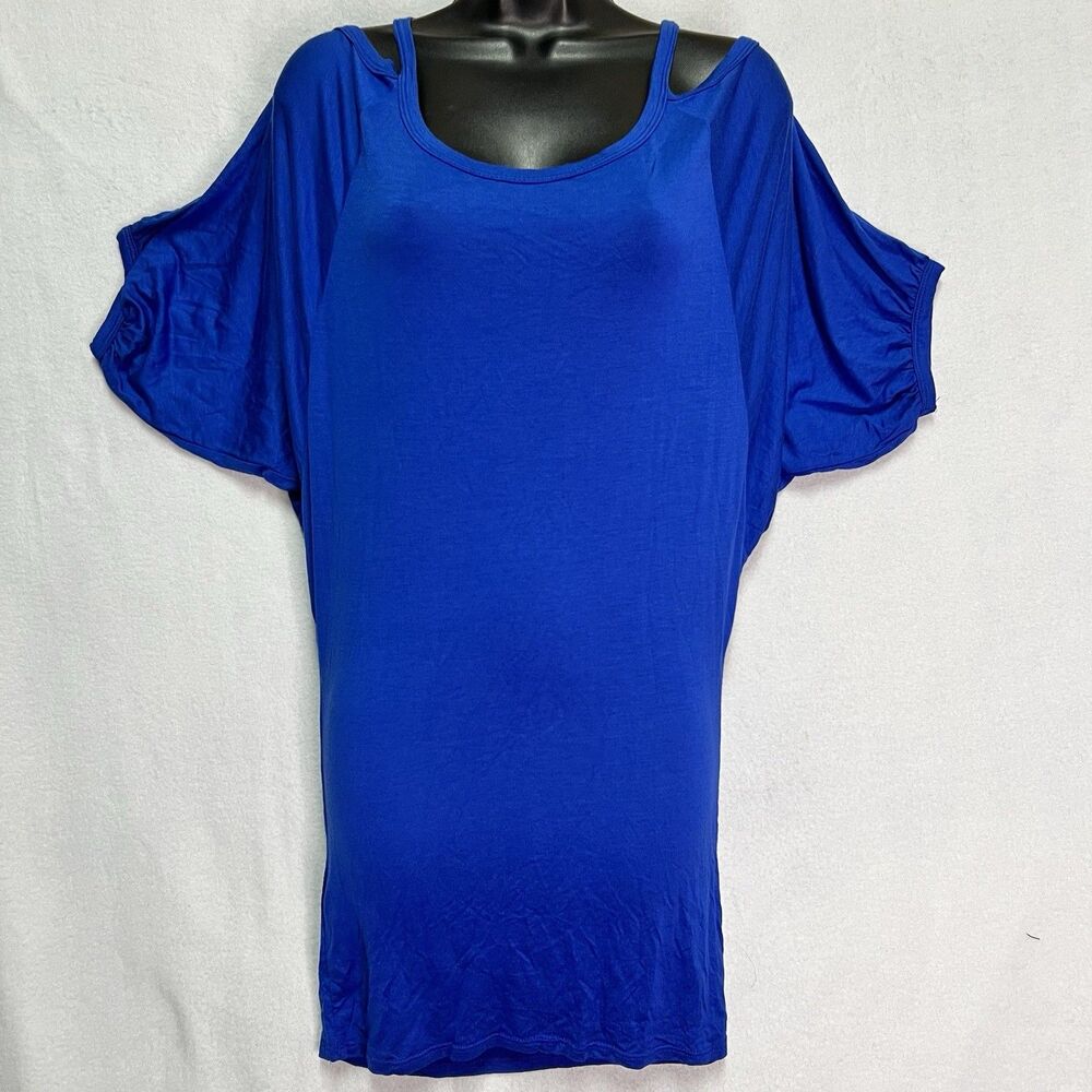 Frederick’s of Hollywood Cobalt Blue Cold Shoulder Batwing Sleeve Mini Dress M